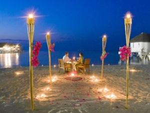 A romantic beach scene from a wedding in Maldives